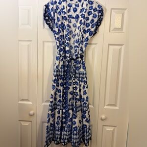 Abercrombie & Fitch Navy and White Patterned Maxi Dress